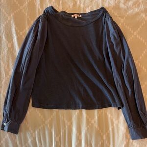 Sundry Navy Blue Long Sleeve Top with Puff Sleeves